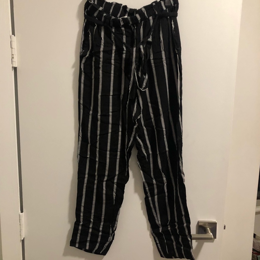 Black and white stripped trousers from H&M